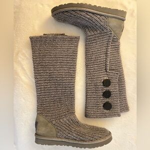 UGG Classic Cardy Knit Boots Gray | Size 7